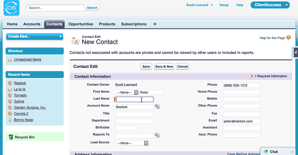 Synchronizing contacts with Salesforce