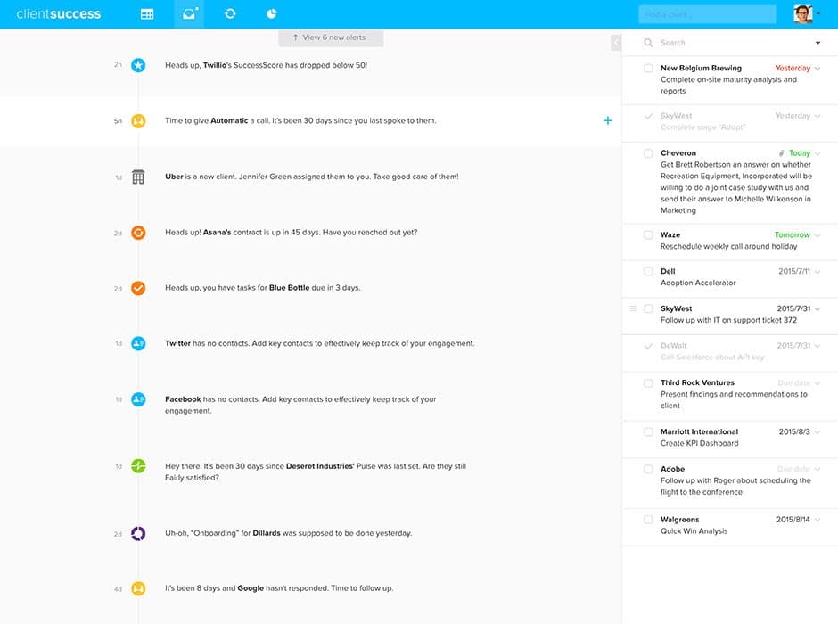 New Alerts & Actions screen